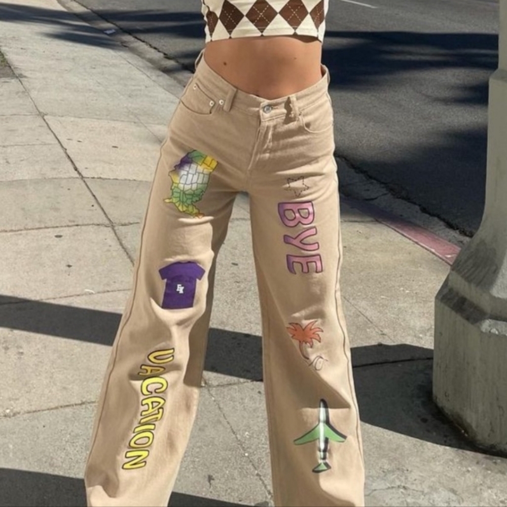 Edikted Skater High Rise Flare Jeans